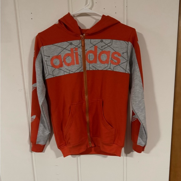 adidas Kids Jacket in Red and Gray - Picture 1 of 7